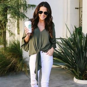 Vici Collection “Take Note Tie Top” in Olive